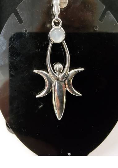 Silver Moon Goddess with Moonstone Pendant